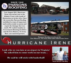 Community Involvement Hurricane Irene - Parsons Roofing